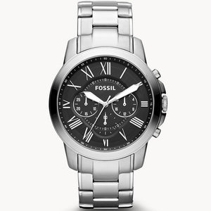  Shop Authentic Fossil Grant Chronograph Black Dial Silver Steel Strap Watch for Men - FS4736 - Luxxuri