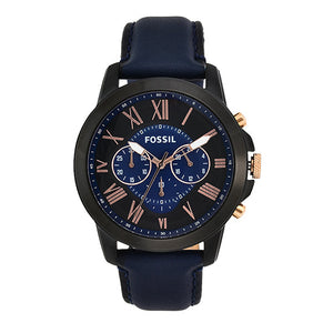  Shop Authentic Fossil Grant Chronograph Black Dial Blue Leather Strap Watch for Men - FS5061 - Luxxuri