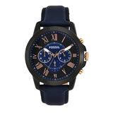  Shop Authentic Fossil Grant Chronograph Black Dial Blue Leather Strap Watch for Men - FS5061 - Luxxuri