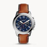  Shop Authentic Fossil Grant Chronograph Blue Dial Brown Leather Strap Watch for Men - FS5210 - Luxxuri