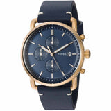  Shop Authentic Fossil The Commuter Blue Dial Blue Leather Strap Watch for Men - FS5404 - Luxxuri