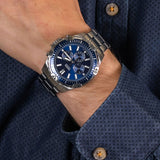  Shop Authentic Fossil Garrett Chronograph Blue Dial Silver Steel Strap Watch for Men - FS5623 - Luxxuri