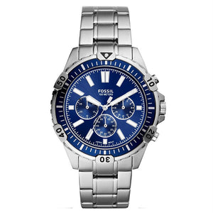 Shop Authentic Fossil Garrett Chronograph Blue Dial Silver Steel Strap Watch for Men - FS5623 - Luxxuri
