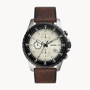  Shop Authentic Fossil Dillinger Chronograph White Dial Brown Leather Strap Watch for Men - FS5674 - Luxxuri