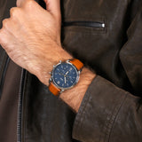  Shop Authentic Fossil The Commuter Blue Dial Brown Leather Strap Watch for Men - FS5401 - Luxxuri