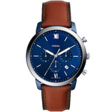  Shop Authentic Fossil Neutra Chronograph Blue Dial Brown Leather Strap Watch for Men - FS5791 - Luxxuri