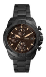 Fossil Bronson Chronograph Black Dial Black Steel Strap Watch for Men - FS5851