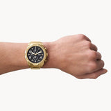  Shop Authentic Fossil Bronson Chronograph Black Dial Gold Steel Strap Watch for Men - FS5877 - Luxxuri