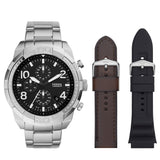  Shop Authentic Fossil Bronson Chronograph Black Dial Silver Steel Strap Watch for Men - FS5710 - Luxxuri
