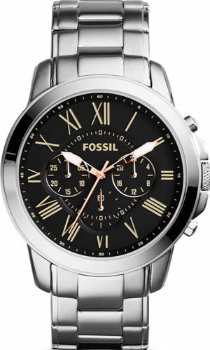  Shop Authentic Fossil Grant Chronograph Black Dial Silver Steel Strap Watch for Men - FS4994 - Luxxuri
