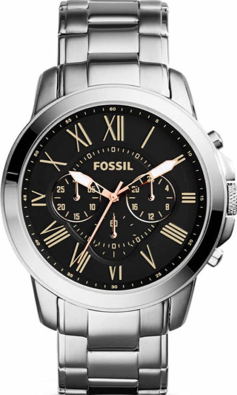  Shop Authentic Fossil Grant Chronograph Black Dial Silver Steel Strap Watch for Men - FS4994 - Luxxuri