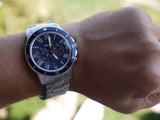  Shop Authentic Fossil Grant Sport Chronograph Blue Dial Silver Steel Strap Watch for Men - FS5238 - Luxxuri