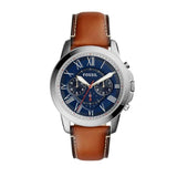  Shop Authentic Fossil Grant Chronograph Blue Dial Brown Leather Strap Watch for Men - FS5210 - Luxxuri