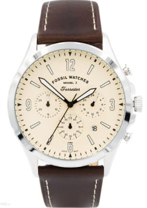  Shop Authentic Fossil Forrester Chronograph White Dial Brown Leather Strap Watch for Men - FS5696 - Luxxuri