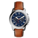  Shop Authentic Fossil Grant Chronograph Blue Dial Brown Leather Strap Watch for Men - FS5210 - Luxxuri