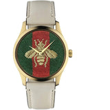  Shop Authentic Gucci G Timeless Quartz Red & Green Dial Beige Leather Strap Watch For Women - YA1265009 - Luxxuri