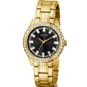  Shop Authentic Guess Sparkler Diamonds Black Dial Gold Steel Strap Watch for Women - GW0111L2 - Luxxuri