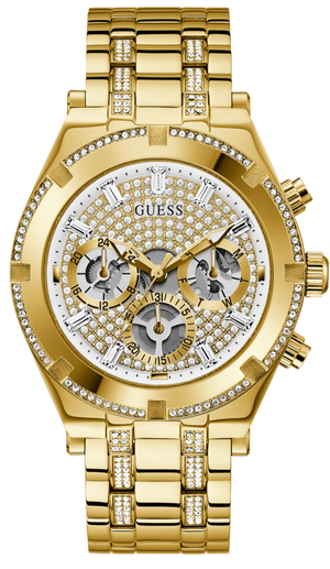  Shop Authentic Guess Continental Diamonds Gold Dial Gold Steel Strap Watch for Men - GW0261G2 - Luxxuri