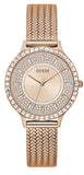  Shop Authentic Guess Soiree Diamonds Rose Gold Dial Rose Gold Mesh Bracelet Watch for Women - GW0402L3 - Luxxuri