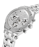  Shop Authentic Guess Heiress Multifunction Diamonds Silver Dial Silver Steel Strap Watch for Women - GW0440L1 - Luxxuri