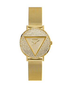  Shop Authentic Guess Iconic Diamonds Gold Dial Gold Mesh Bracelet Watch For Women - GW0477L2 - Luxxuri