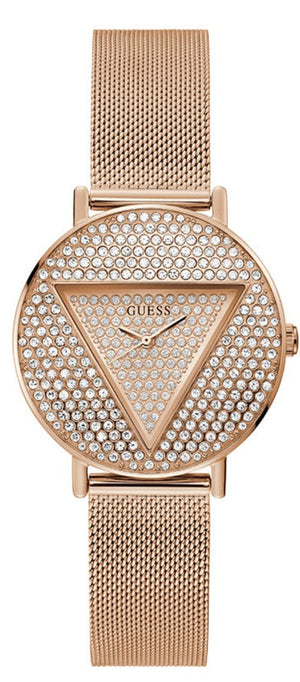  Shop Authentic Guess Iconic Diamonds Rose Gold Dial Rose Gold Mesh Bracelet Watch For Women - GW0477L3 - Luxxuri