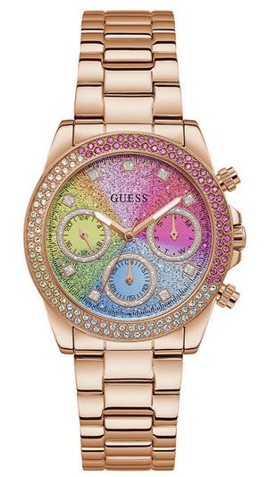  Shop Authentic Guess Confetti Multifunction Multicolor Dial Rose Gold Steel Strap Watch For Women - GW0483L3 - Luxxuri