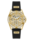  Shop Authentic Guess Queen Quartz Gold Dial Black Silicone Strap Watch For Women - GW0536L3 - Luxxuri