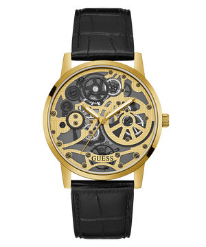  Shop Authentic Guess Gadget Gold Dial Black Leather Strap Watch for Men - GW0570G1 - Luxxuri
