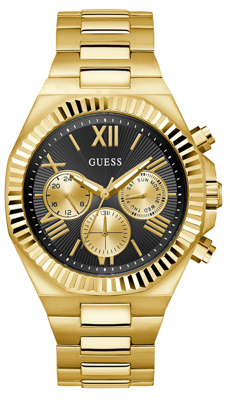  Shop Authentic Guess Equity Multifunction Black Dial Gold Steel Strap Watch For Men - GW0703G5 - Luxxuri