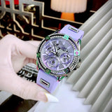  Shop Authentic Guess Queen Quartz Purple Dial Purple Silicone Strap Watch For Women - GW0536L4 - Luxxuri
