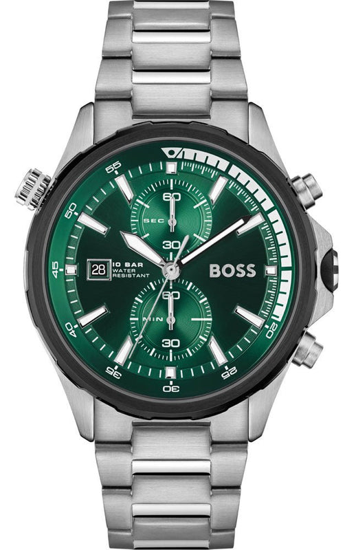  Shop Authentic Hugo Boss Globetrotter Green Dial Silver Steel Strap Watch for Men - 1513930 - Luxxuri