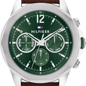  Shop Authentic Tommy Hilfiger Lars Chronograph Green Dial Brown Leather Strap Watch For Men - 1792064 - Luxxuri