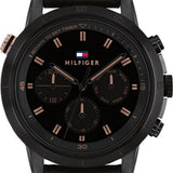  Shop Authentic Tommy Hilfiger Troy Chronograph Black Dial Black Leather Strap Watch For Men - 1792110 - Luxxuri