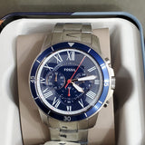  Shop Authentic Fossil Grant Sport Chronograph Blue Dial Silver Steel Strap Watch for Men - FS5238 - Luxxuri