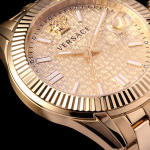  Shop Authentic Versace Greca Time Quartz Gold Dial Gold Steel Strap Watch For Men - VE3K00522 - Luxxuri