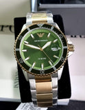  Shop Authentic Emporio Armani Diver Chronograph Green Dial Two Tone Steel Strap Watch For Men - AR80063 - Luxxuri