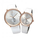  Shop Authentic Calvin Klein Accent Silver Dial White Leather Strap Watch for Women - K2Y216K6 - Luxxuri