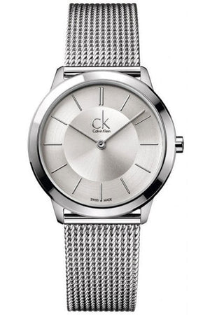  Shop Authentic Calvin Klein Minimal Silver Dial Silver Mesh Bracelet Watch for Men - K3M21126 - Luxxuri