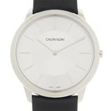  Shop Authentic Calvin Klein Minimalist White Dial Black Leather Strap Watch for Men - K3M211C6 - Luxxuri