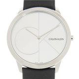 Shop Authentic Calvin Klein Minimal Silver Dial Black Leather Strap Watch for Men - K3M211CY - Luxxuri