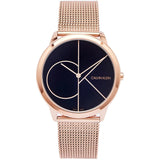  Shop Authentic Calvin Klein Minimal Black Dial Rose Gold Mesh Bracelet Watch for Men - K3M21621 - Luxxuri