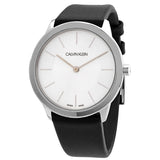  Shop Authentic Calvin Klein Minimalist White Dial Black Leather Strap Watch for Men - K3M211C6 - Luxxuri