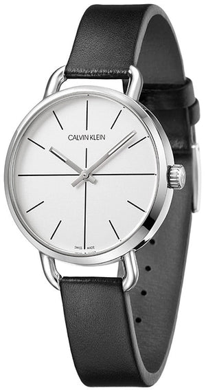  Shop Authentic Calvin Klein Evan White Dial Black Leather Strap Watch for Women - K7B231CY - Luxxuri