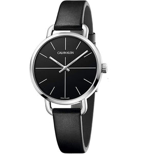  Shop Authentic Calvin Klein Even Black Dial Black Leather Strap Watch for Women  - K7B231CZ - Luxxuri