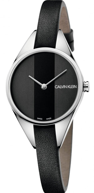  Shop Authentic Calvin Klein Rebel Black Grey Dial Black Leather Strap Watch for Women - K8P231C1 - Luxxuri