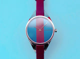  Shop Authentic Calvin Klein Rebel Blue Maroon Dial Maroon Leather Strap Watch for Women - K8P231UN - Luxxuri