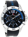  Shop Authentic Tommy Hilfiger Sport Multifunction Black Dial Black Rubber Strap Watch for Men - 1791143 - Luxxuri