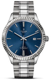 Tudor Style Automatic Blue Dial Silver Steel Strap Watch for Men - M12710-0013