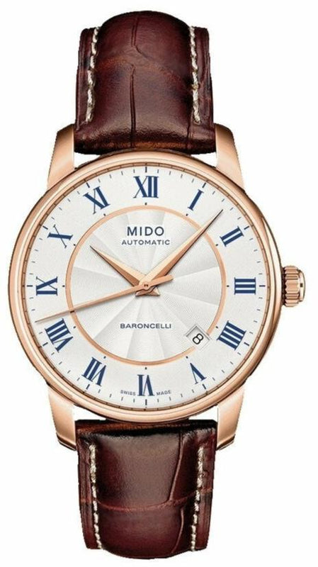  Shop Authentic Mido Baroncelli III Automatic Silver Dial Brown Leather Strap Watch For Men - M8600.2.21.8 - Luxxuri